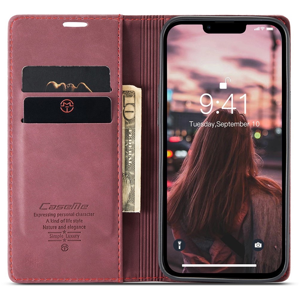 Slim Lommebokveske iPhone 15 Pro Rød