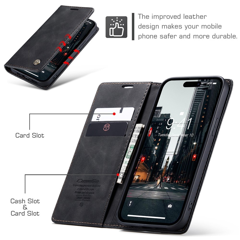 Slim Lommebokveske iPhone 15 Pro Max svart