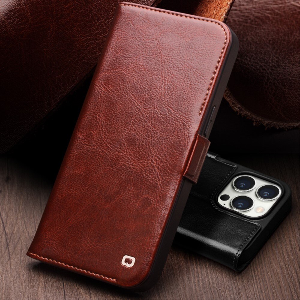 iPhone 15 Pro Max Leather Wallet Case Brown