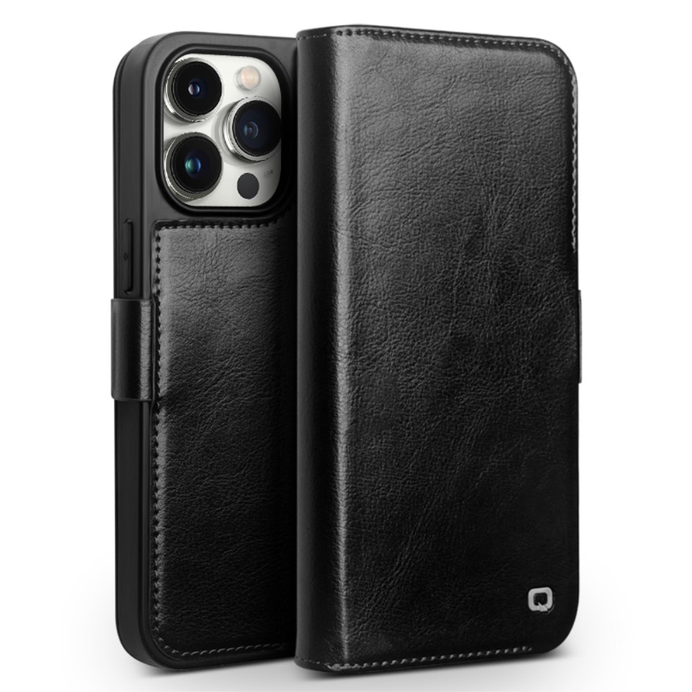 iPhone 15 Pro Leather Wallet Case Black