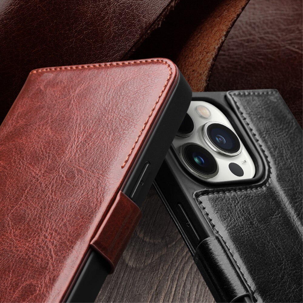 iPhone 15 Pro Leather Wallet Case Black