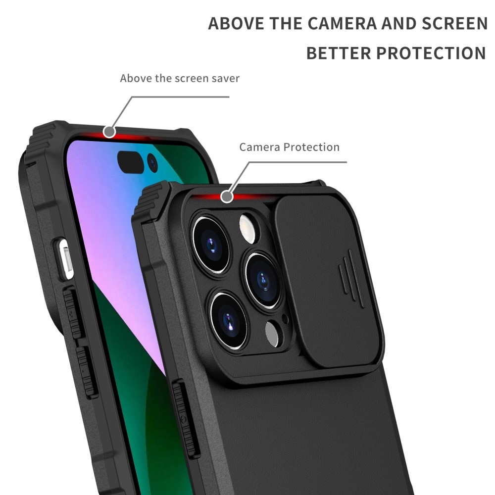 iPhone 15 Pro Max Kickstand Deksel kamerabeskyttelse Svart