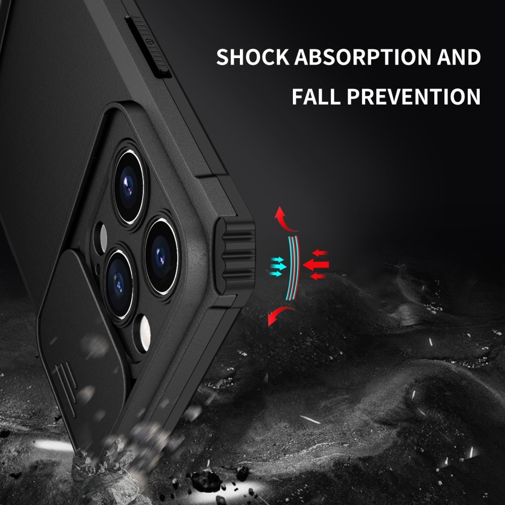 iPhone 15 Pro Max Kickstand Deksel kamerabeskyttelse Svart