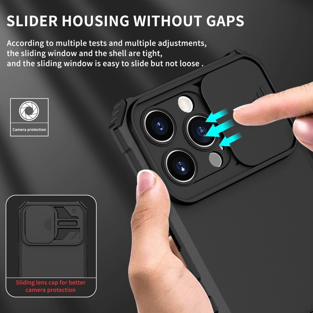 iPhone 15 Pro Max Kickstand Deksel kamerabeskyttelse Svart