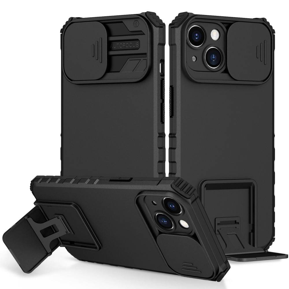 iPhone 15 Kickstand Deksel kamerabeskyttelse svart