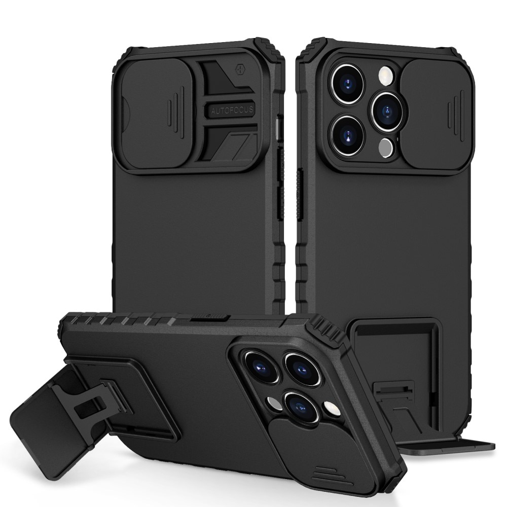iPhone 15 Pro Kickstand Deksel kamerabeskyttelse svart