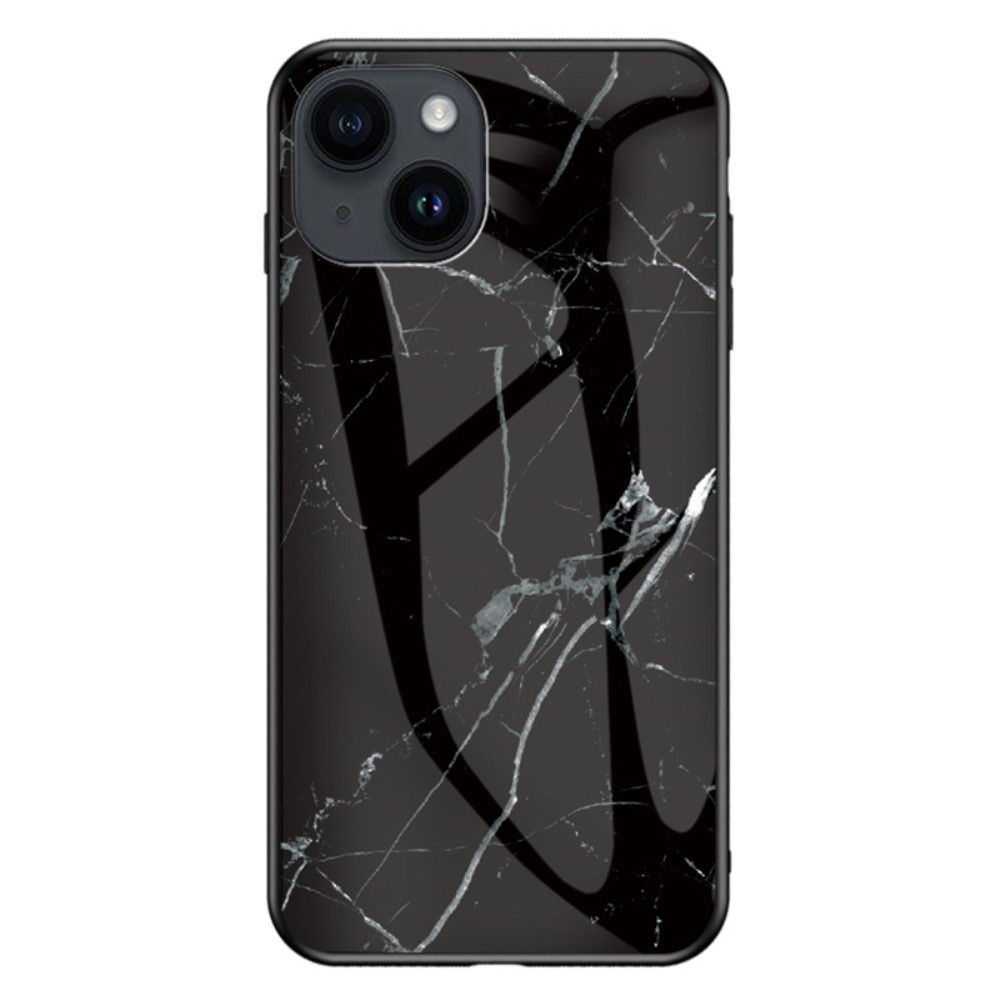 Herdet Glass Deksel iPhone 15 Plus svart marmor
