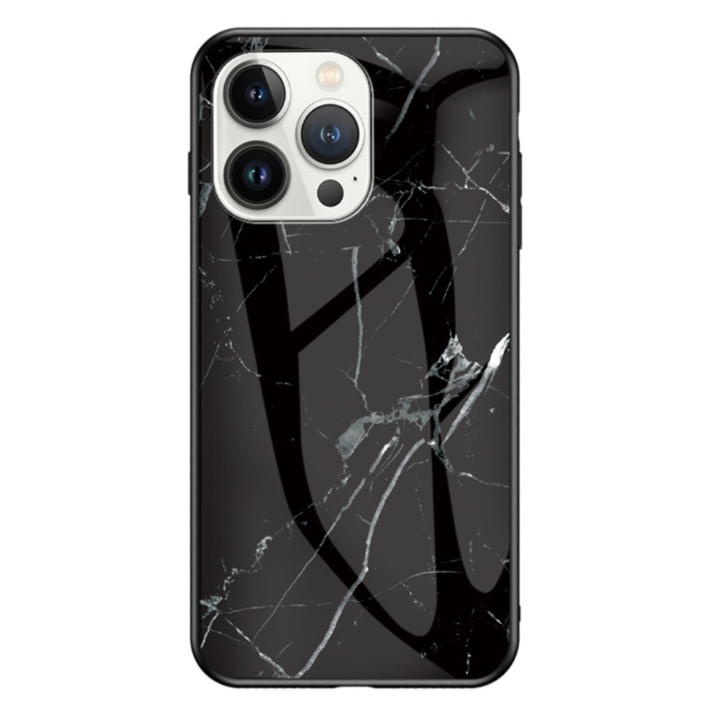 Herdet Glass Deksel iPhone 15 Pro Max svart marmor