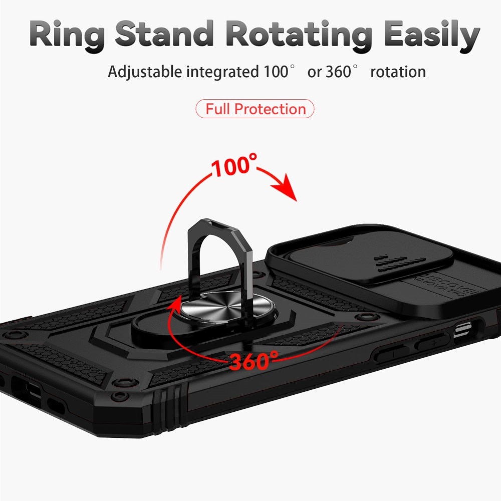 Hybriddeksel Tech Ring+Kamerabeskyttelse iPhone 15 Pro Max svart