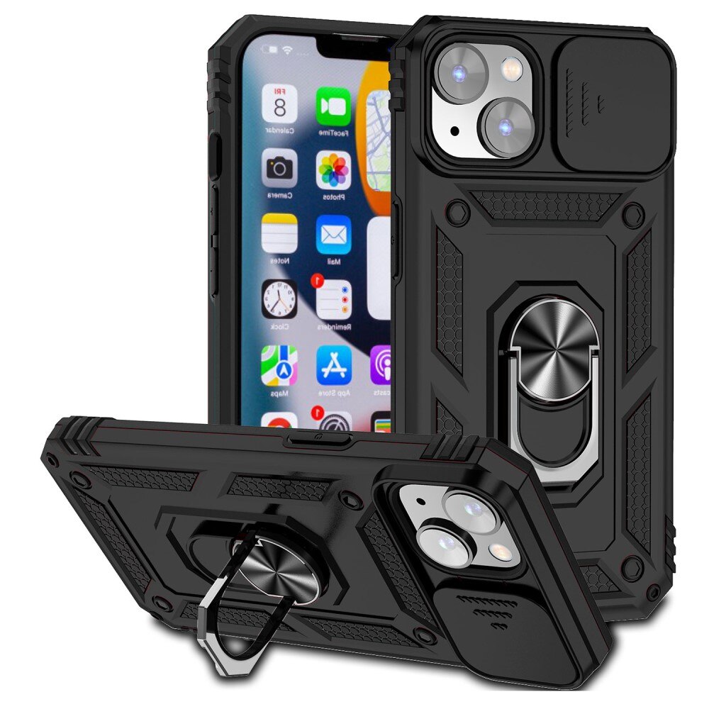 Hybriddeksel Ring + Kamerabeskyttelse iPhone 15 Plus Svart