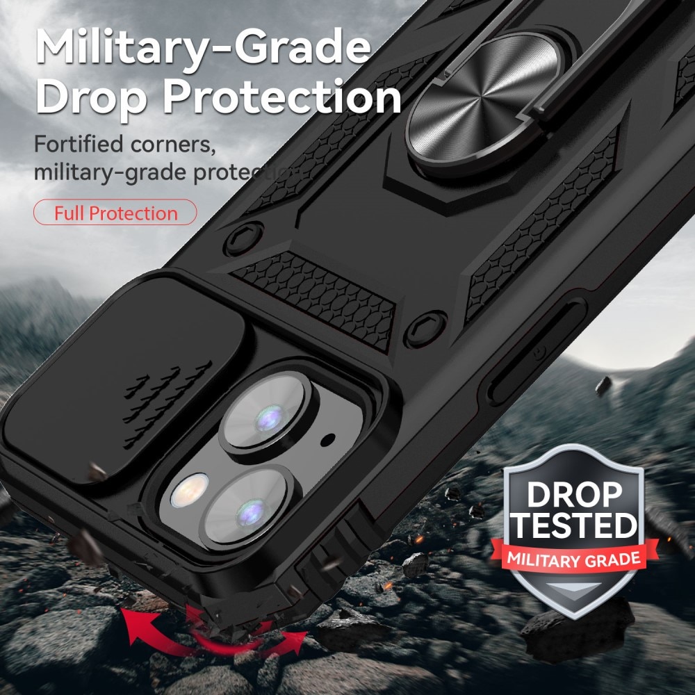Hybriddeksel Tech Ring+Kamerabeskyttelse iPhone 15 Plus svart