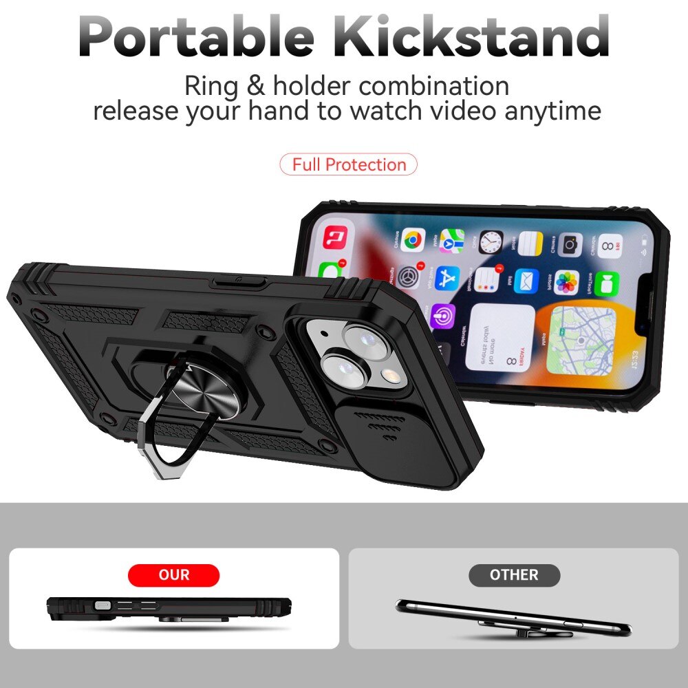 Hybriddeksel Ring + Kamerabeskyttelse iPhone 15 Plus Svart