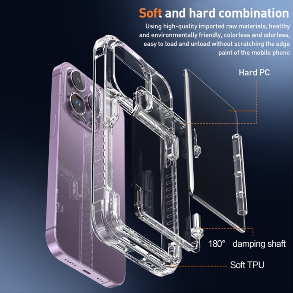 Hybriddeksel Kortholder Kickstand iPhone 15 Pro Max gjennomsiktig