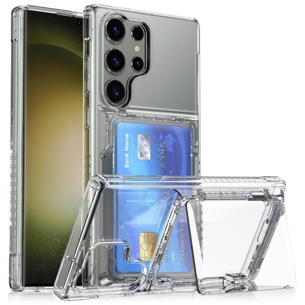 Hybriddeksel Kortholder Kickstand Samsung Galaxy S23 Ultra gjennomsiktig