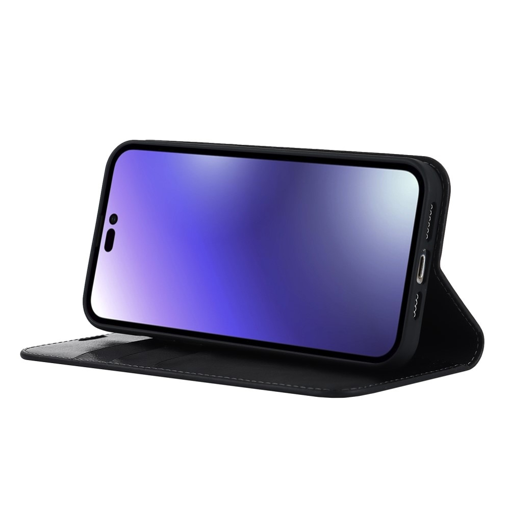 Mobiletui Ekte Lær iPhone 15 Pro Max Svart