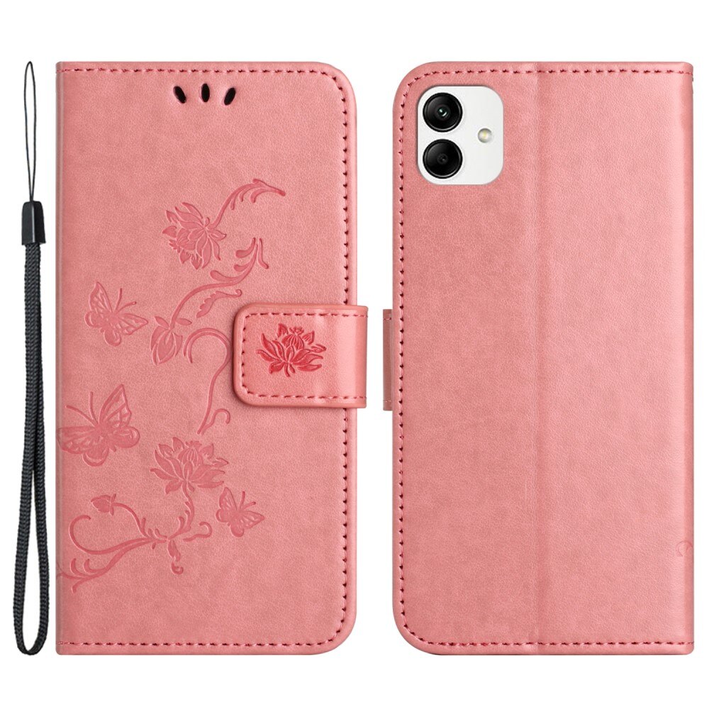 Lærveske Sommerfugler Motorola Moto G14 Rosa