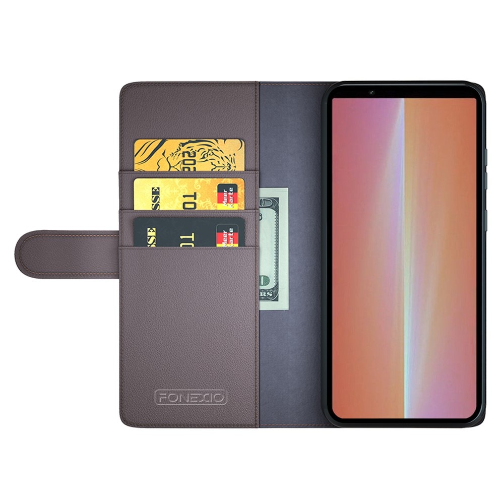 Ekte Lærveske Sony Xperia 5 V Brun