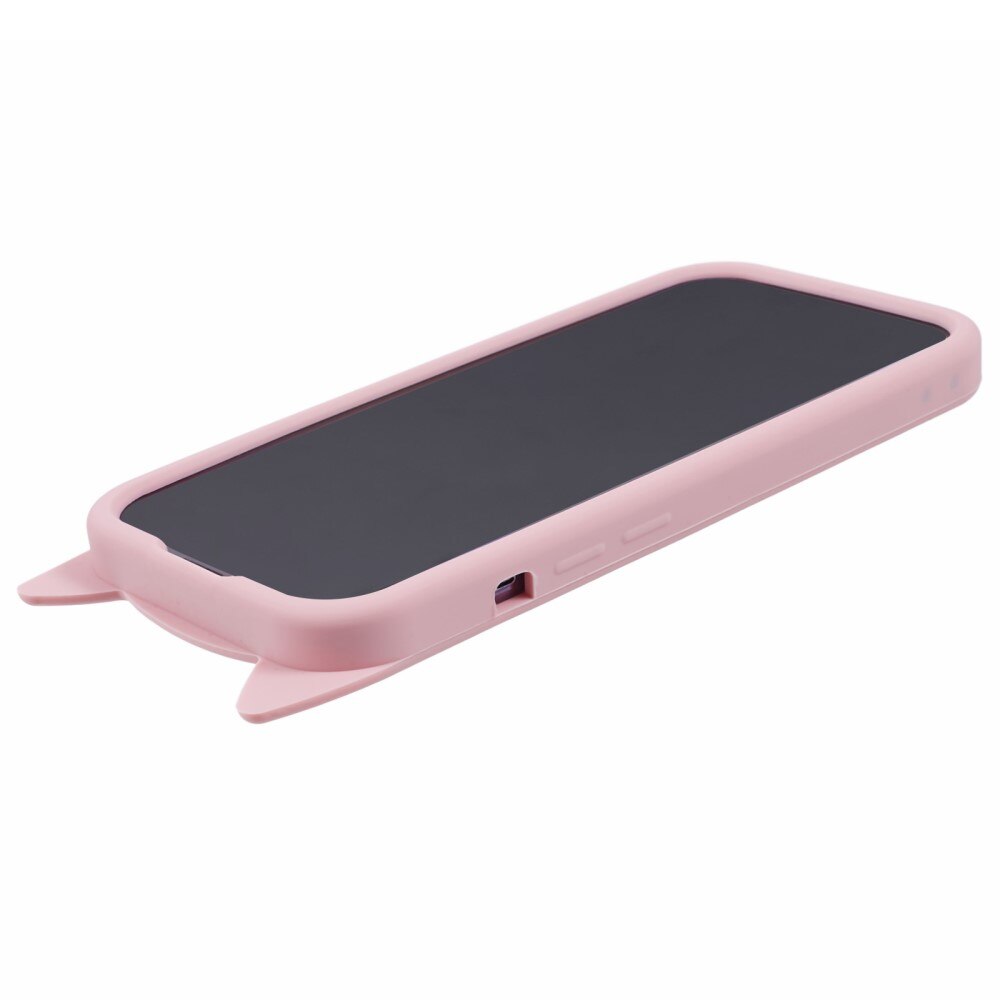 Deksel Silikon Katt iPhone 14 Pro rosa