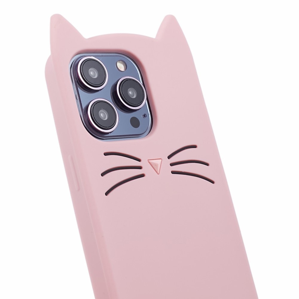 Deksel Silikon Katt iPhone 14 Pro rosa