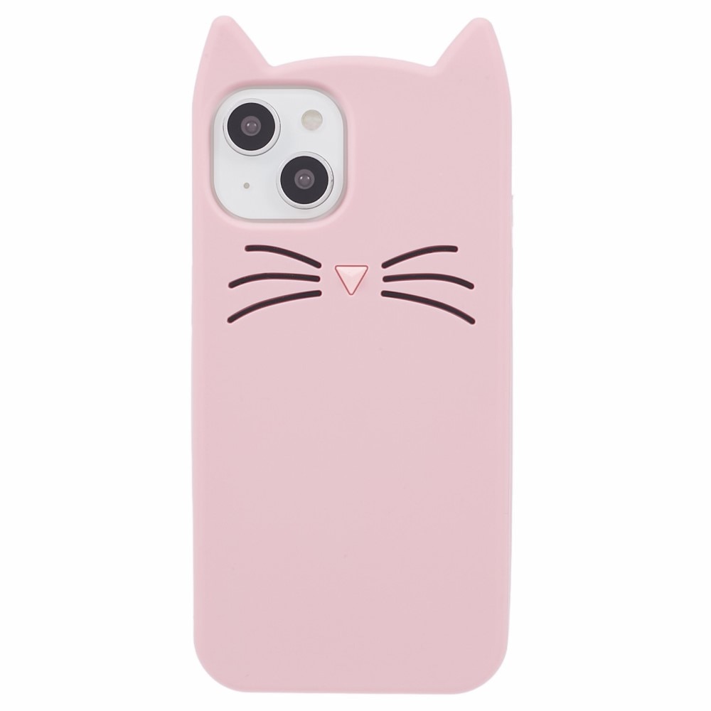 Deksel Silikon Katt iPhone 13 rosa