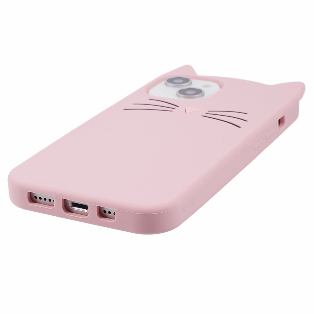 Deksel Silikon Katt iPhone 13 rosa