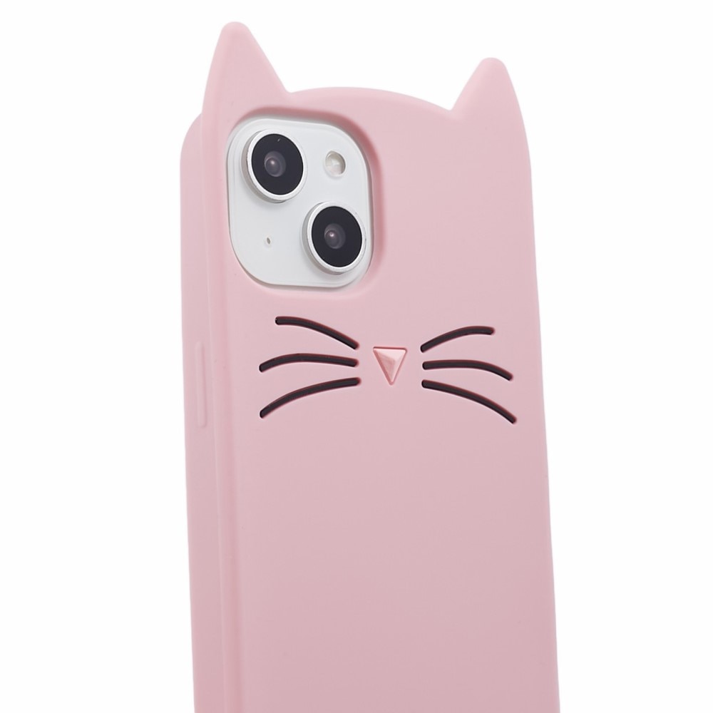 Deksel Silikon Katt iPhone 13 rosa