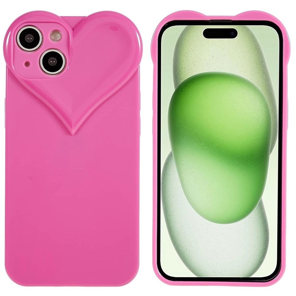 TPU Deksel Hjerte iPhone 15 rosa