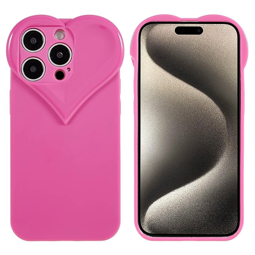 TPU Deksel Hjerte iPhone 15 Pro rosa