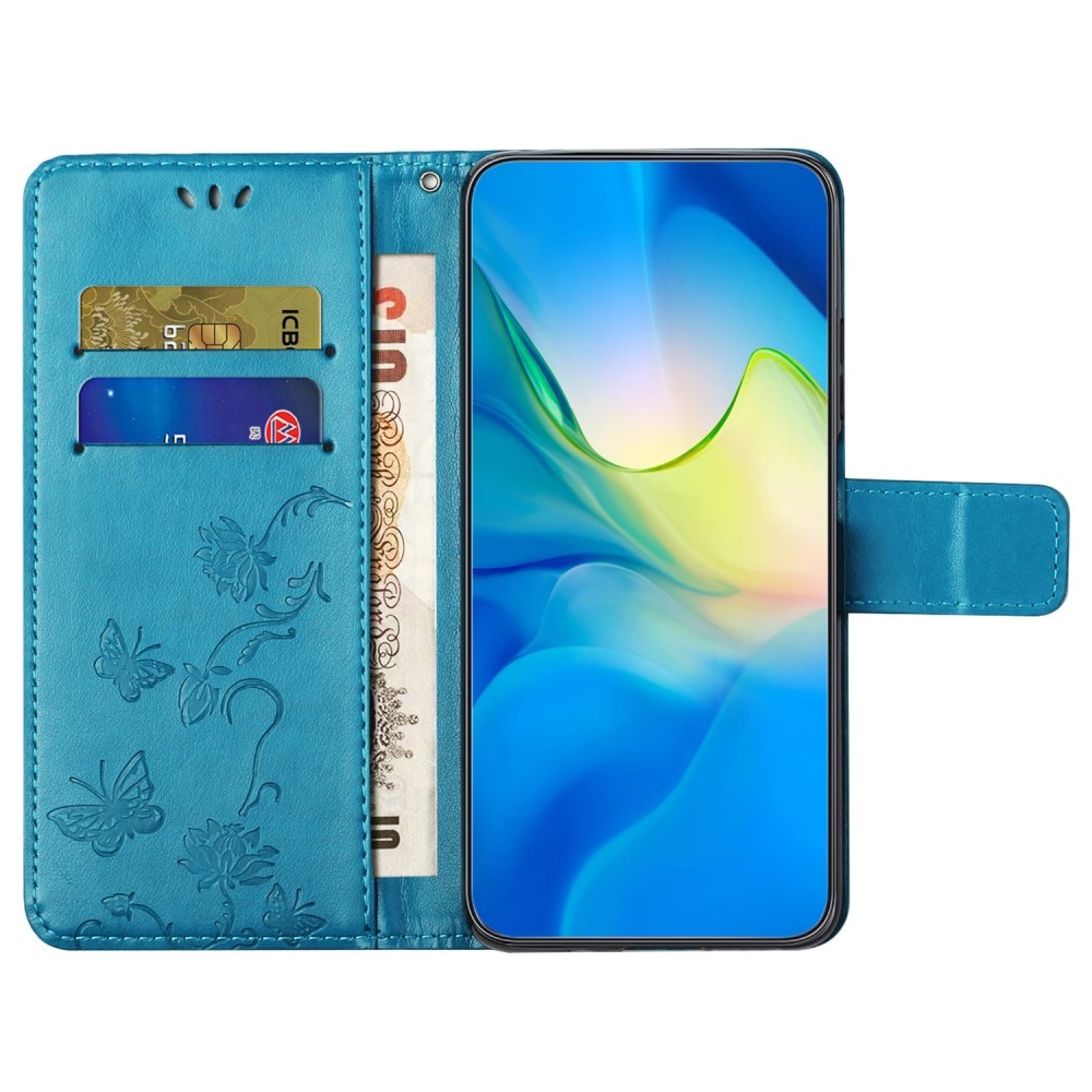 Lærveske Sommerfugler Motorola Moto G54 Blå