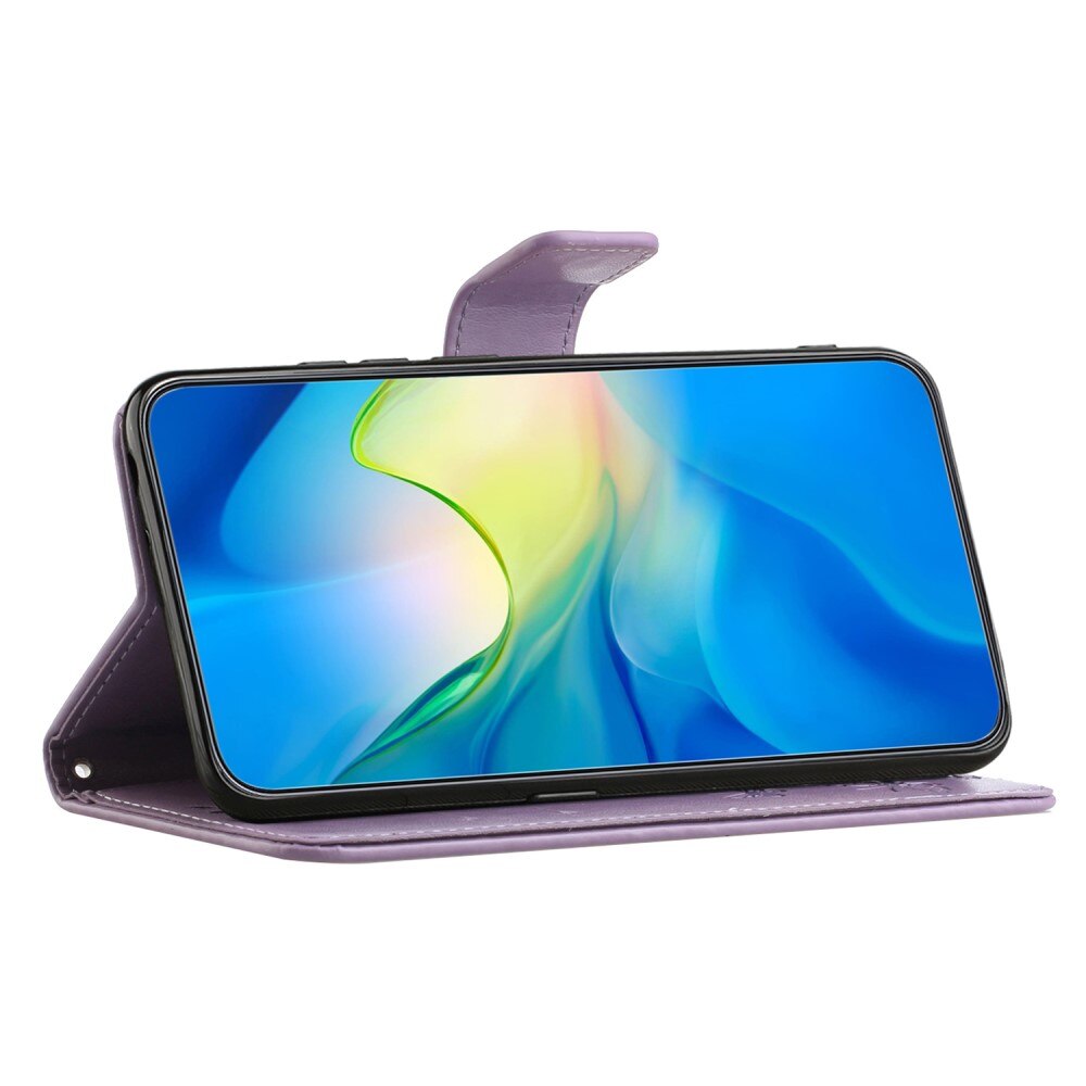 Lærveske Sommerfugler Motorola Moto G54 Lilla