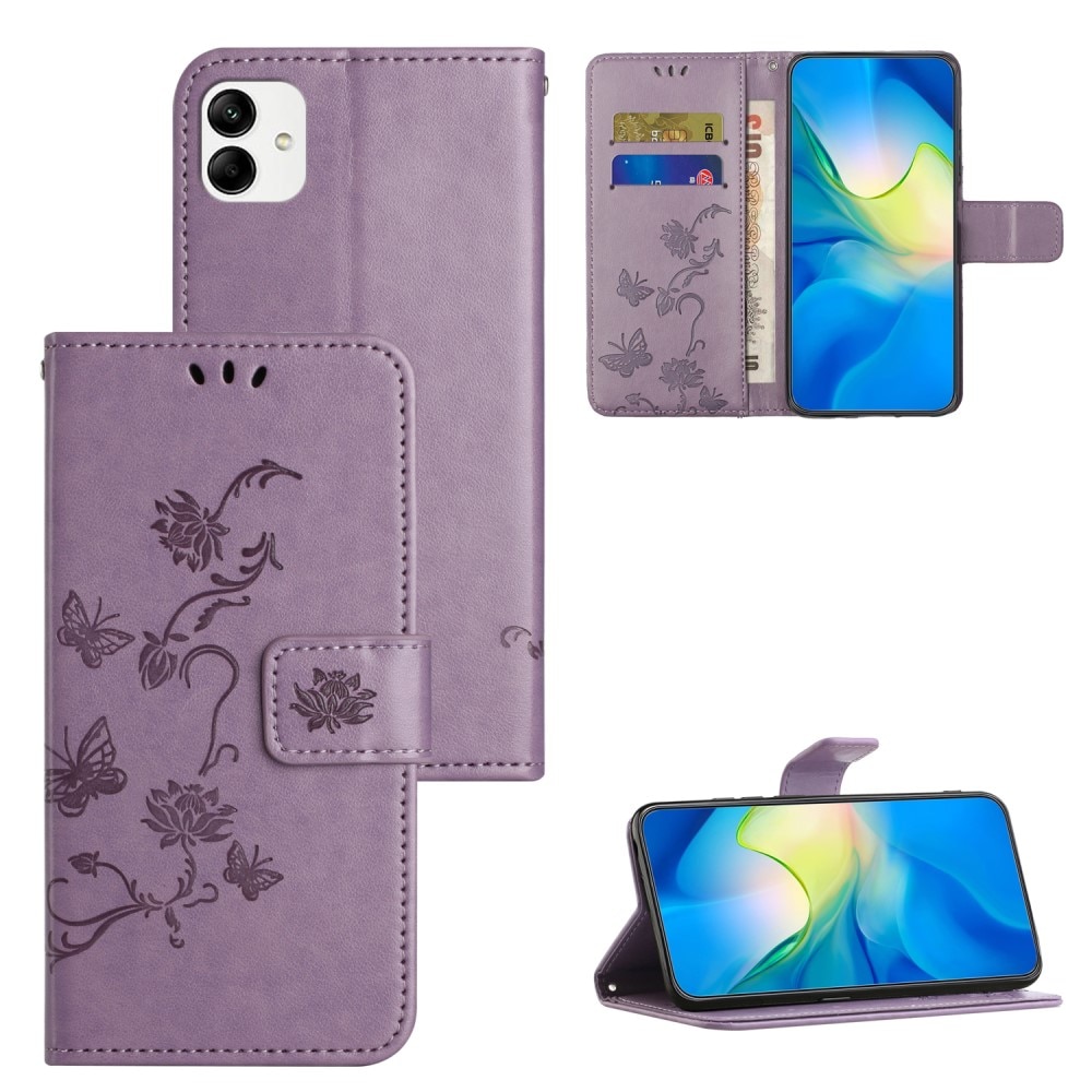 Lærveske Sommerfugler Motorola Moto G54 Lilla