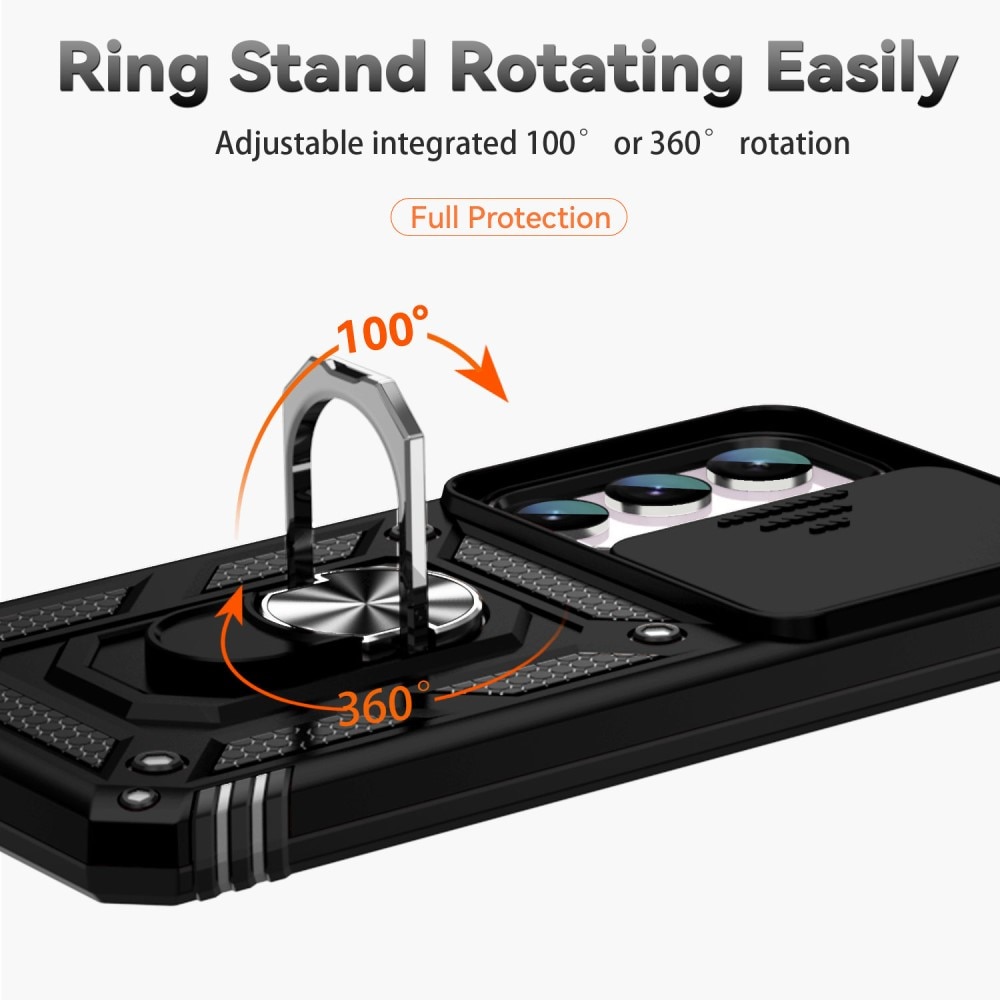 Hybriddeksel Ring + Kamerabeskyttelse Samsung Galaxy S23 FE svart