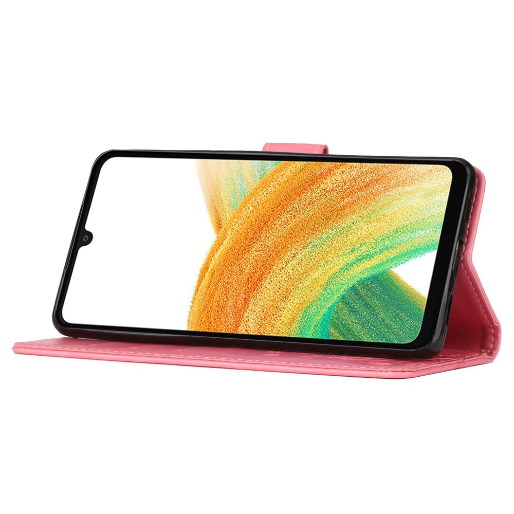 Lærveske Sommerfugler Samsung Galaxy A25 rosa