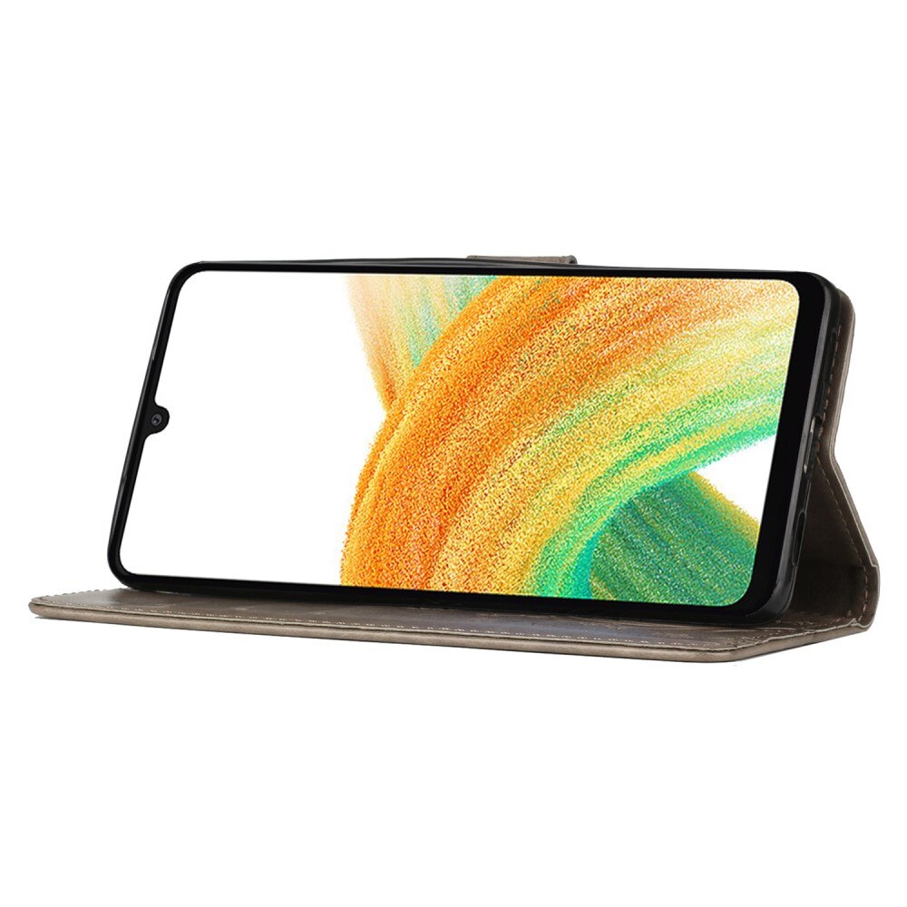 Lærveske Sommerfugler Samsung Galaxy A25 Grå