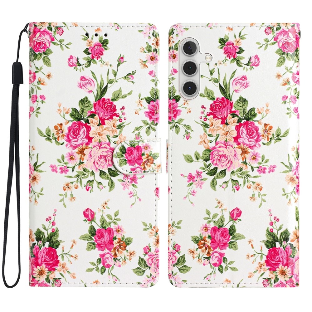 Mobilveske Samsung Galaxy A15 rosa blomster