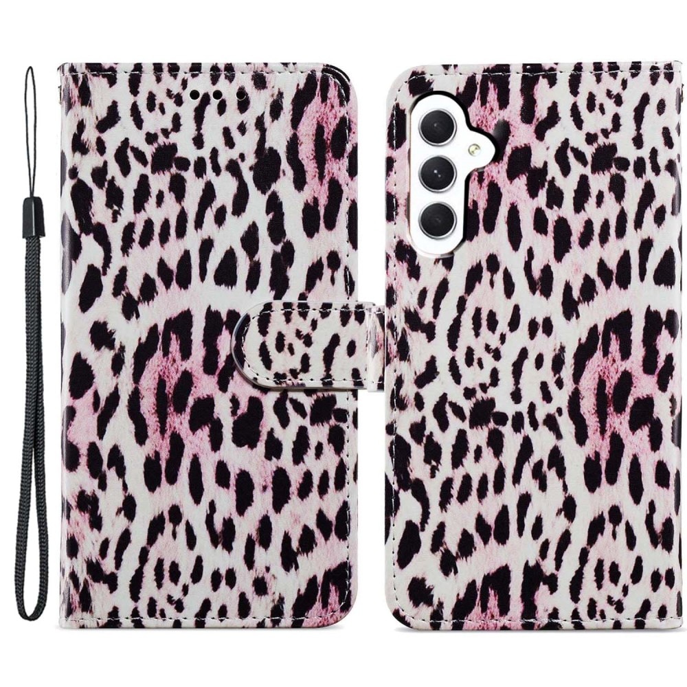 Mobilveske Samsung Galaxy A15 rosa leopard