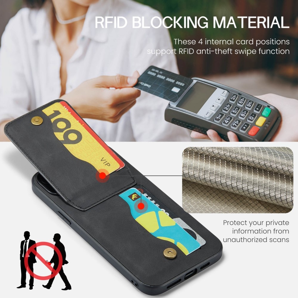 Multi-slot RFID blocking Deksel iPhone 15 Pro svart