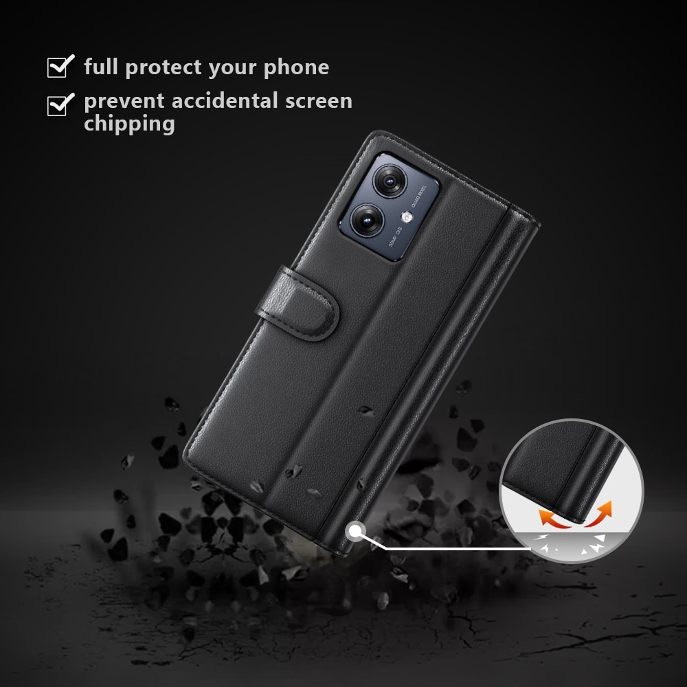 Ekte Lærveske Motorola Moto G54 Svart