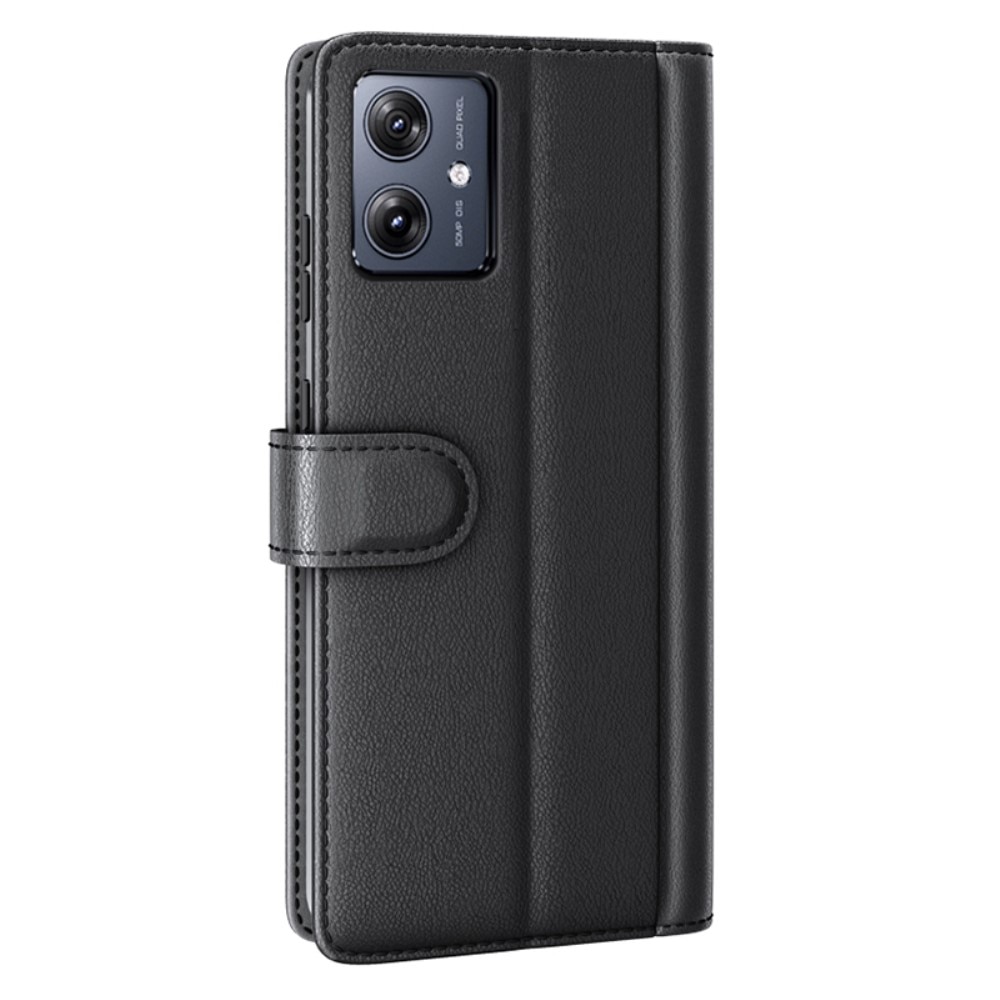 Ekte Lærveske Motorola Moto G54 Svart