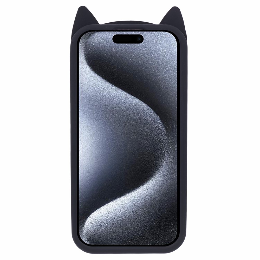 Deksel Silikon Katt iPhone 15 Pro svart
