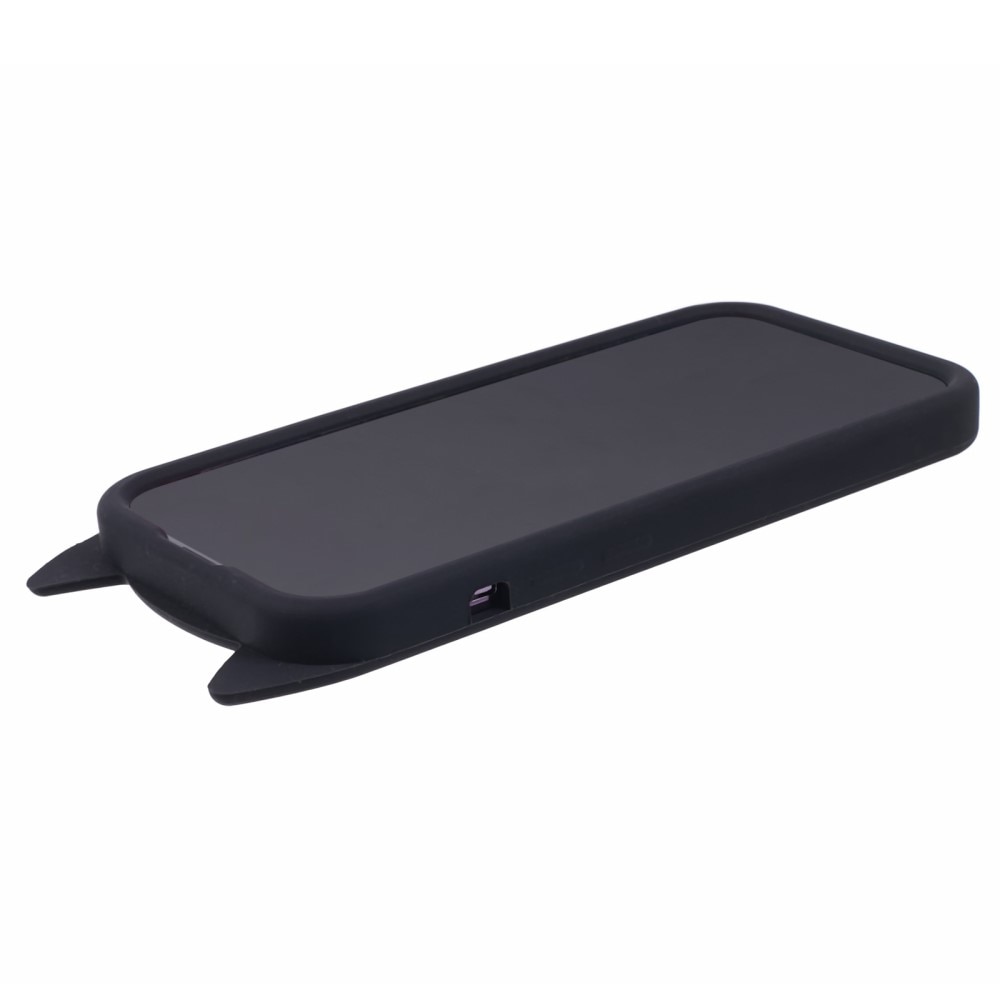 Deksel Silikon Katt iPhone 15 Pro svart