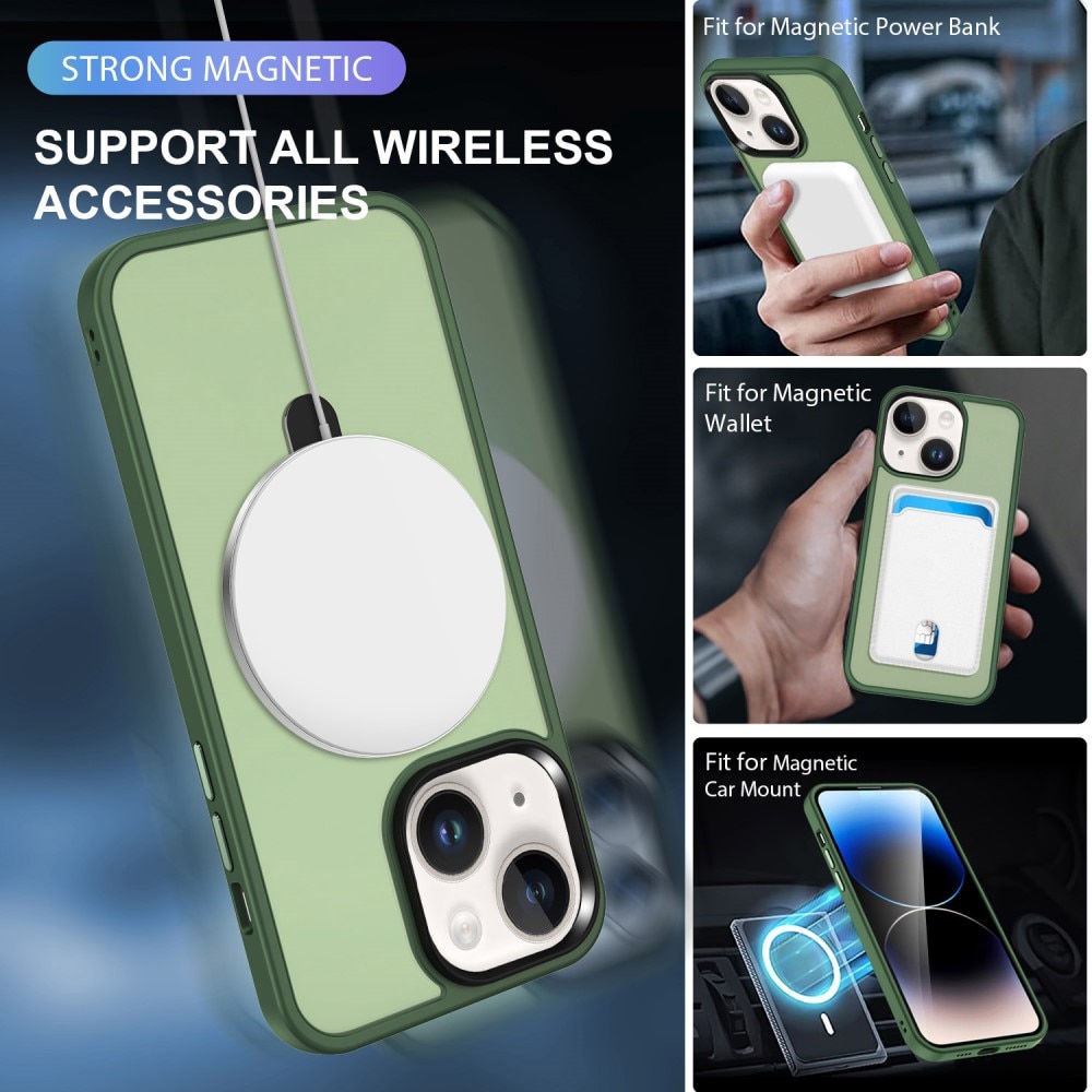 Hybriddeksel MagSafe Ring iPhone 15 Plus Grønn