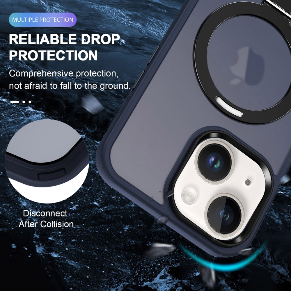 Hybriddeksel MagSafe Ring iPhone 15 Pro Max mørke blå
