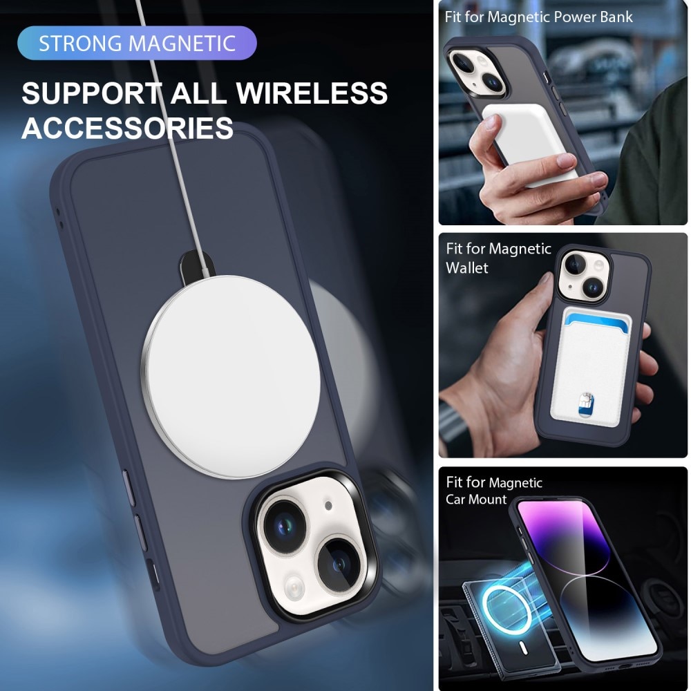 Hybriddeksel MagSafe Ring iPhone 15 Pro Blå