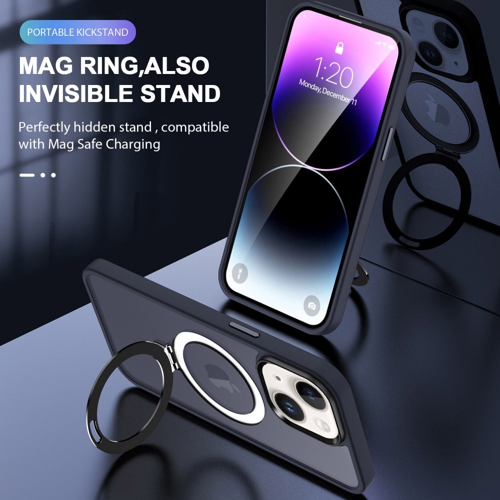 Hybriddeksel MagSafe Ring iPhone 15 Pro Max mørke blå