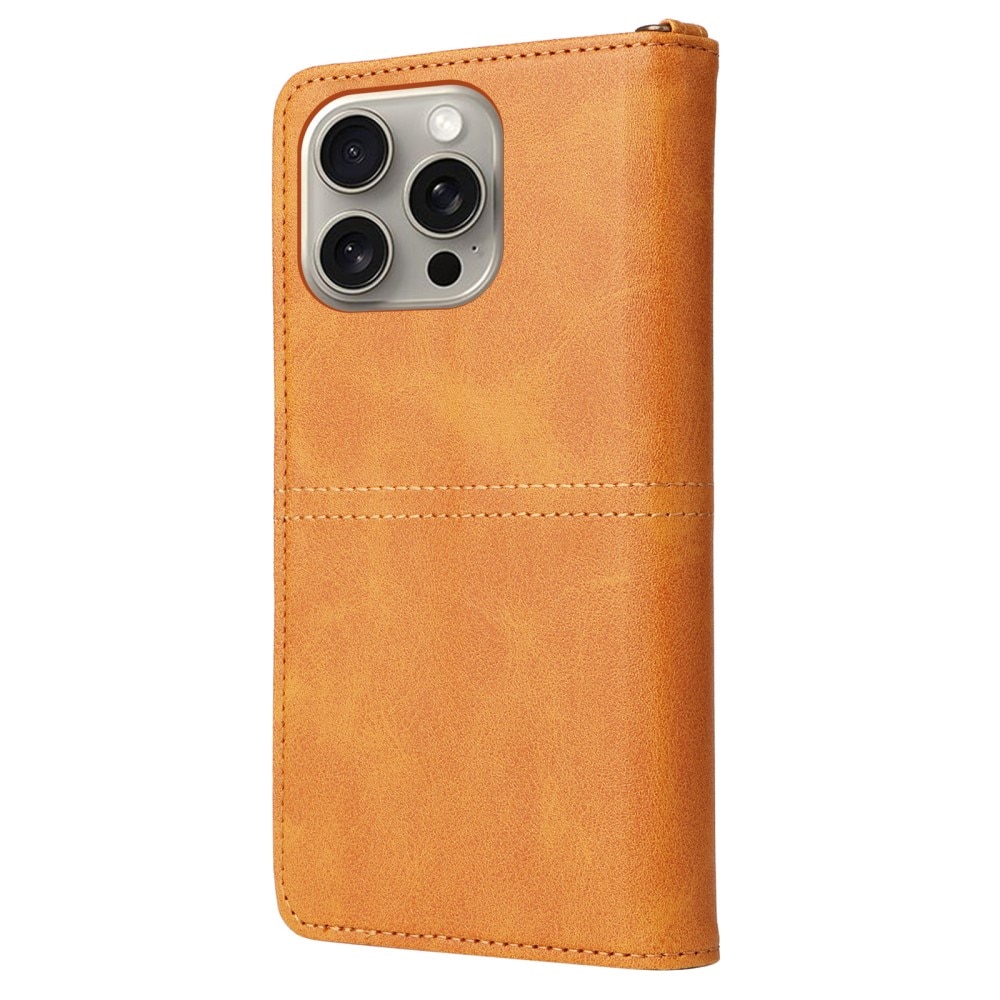 Magnet Leather Wallet iPhone 15 Pro Max cognac