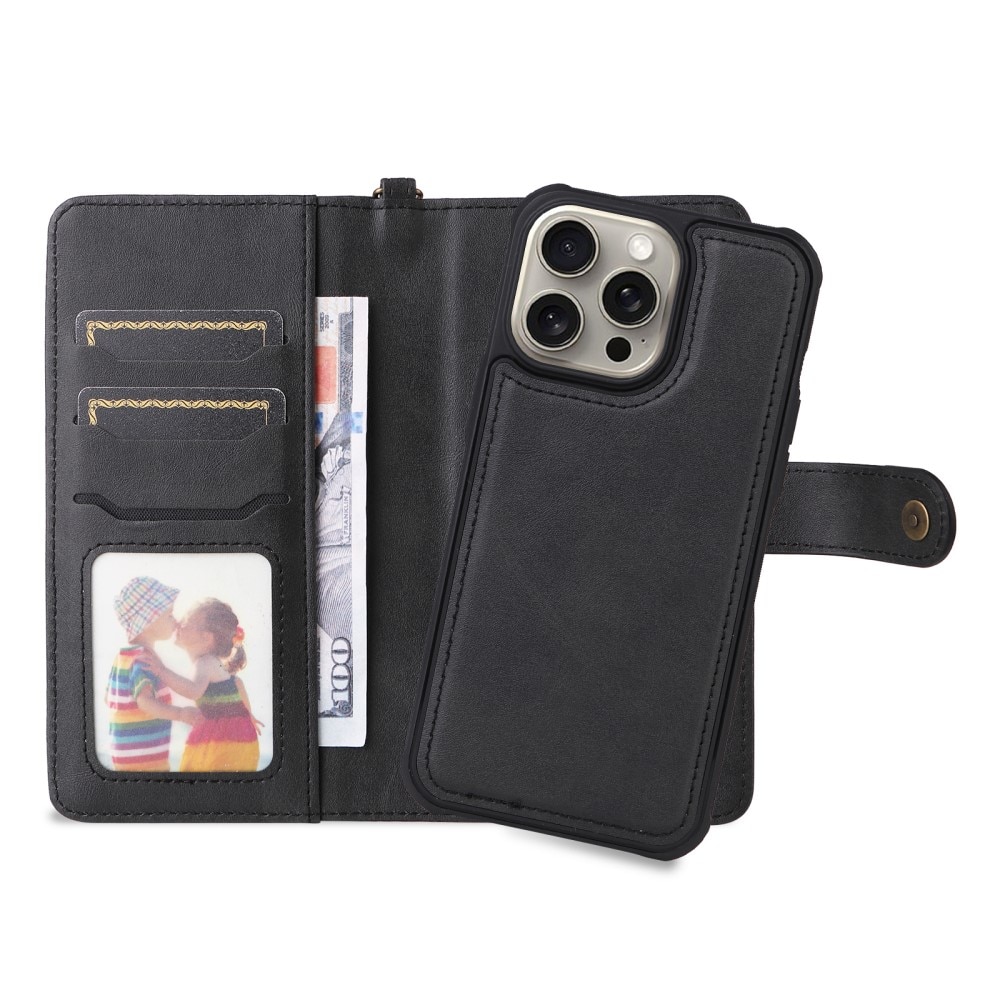 Magnet Leather Wallet iPhone 15 Pro Max svart