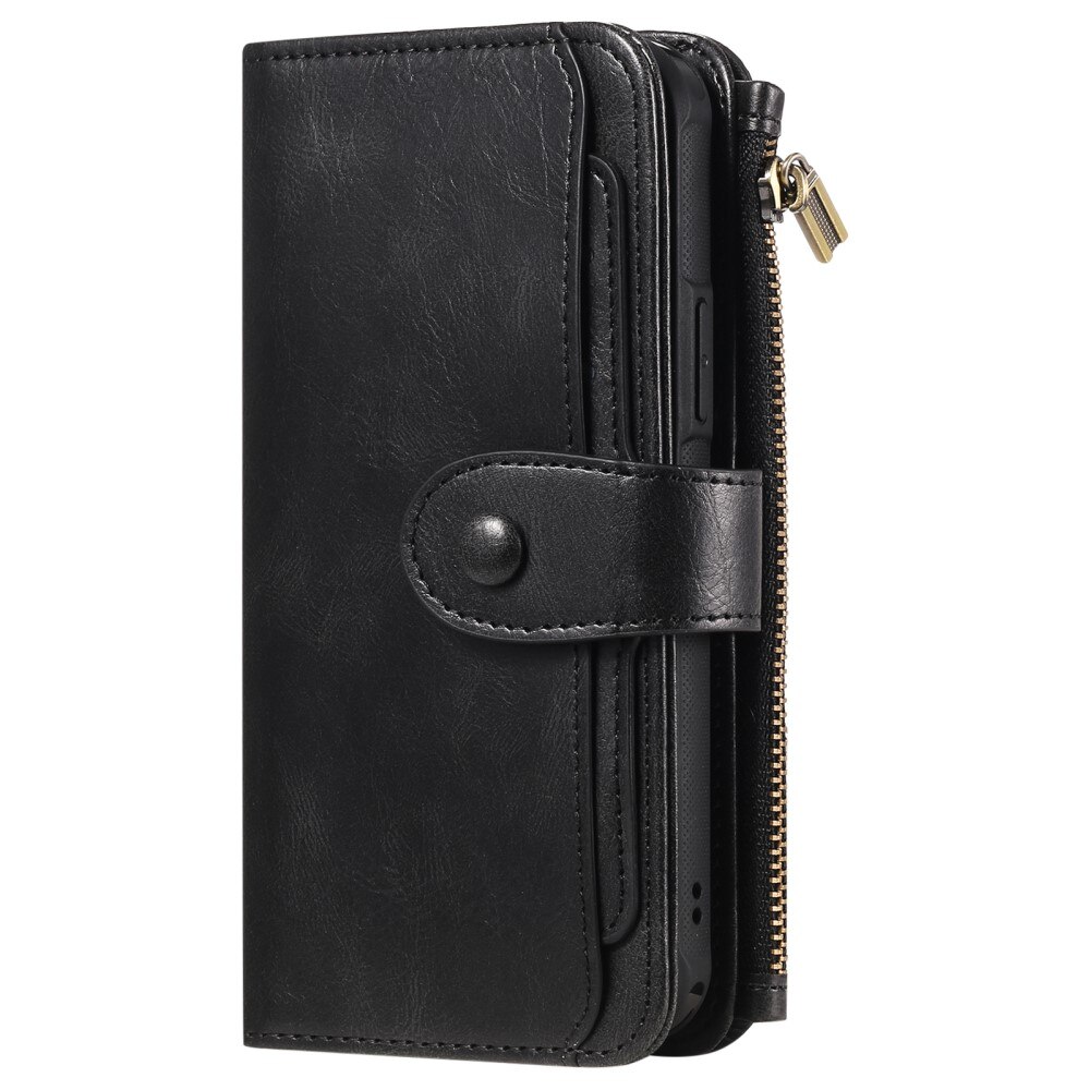 Magnet Leather Multi-Wallet iPhone 15 svart