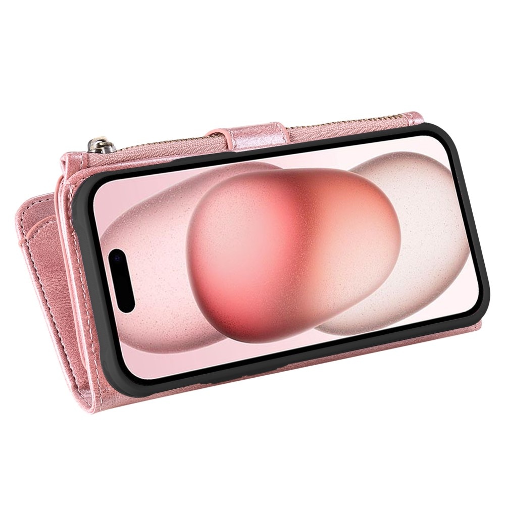 Magnet Leather Multi-Wallet iPhone 15 rosa