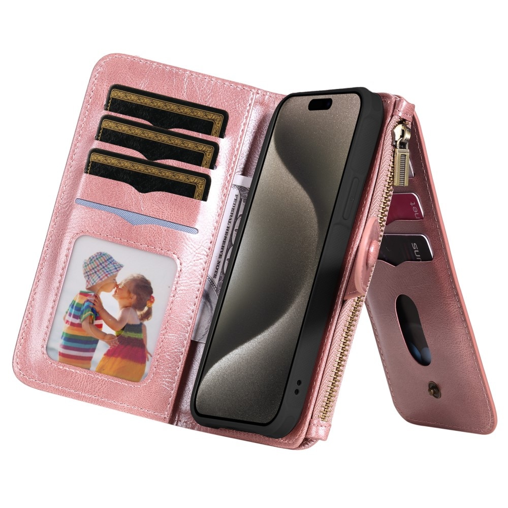 Magnet Leather Multi-Wallet iPhone 15 Pro Max rosa